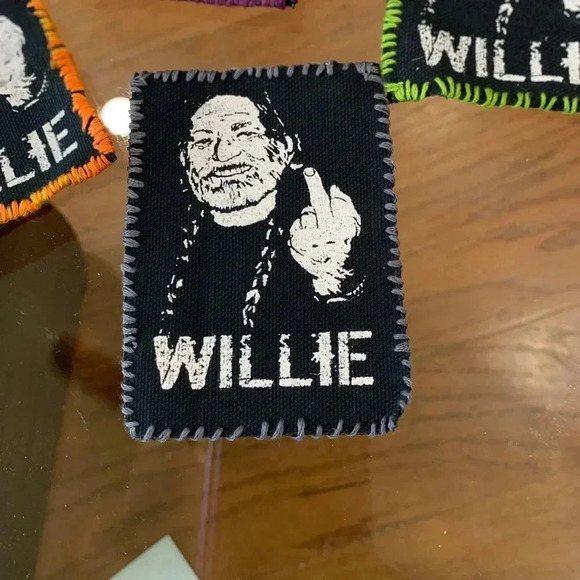 Handmade Willie Nelson canvas patch iron on stitched charcoal or black - Picture 8 of 10